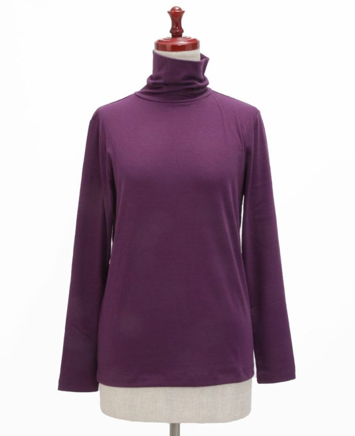 長袖ハイネックカットソー　パープル
