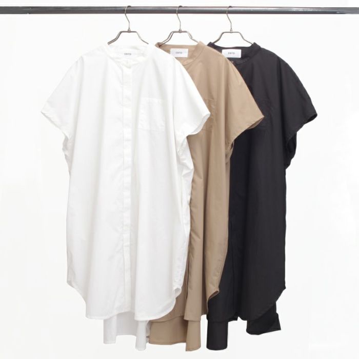 オーバーサイズロングシャツ3色展開ホワイトベージュブラックカラー