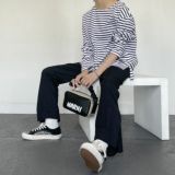 MARNI/スムースカーフスキンポシェットギャザードハンドル ブラック＆ベージュ