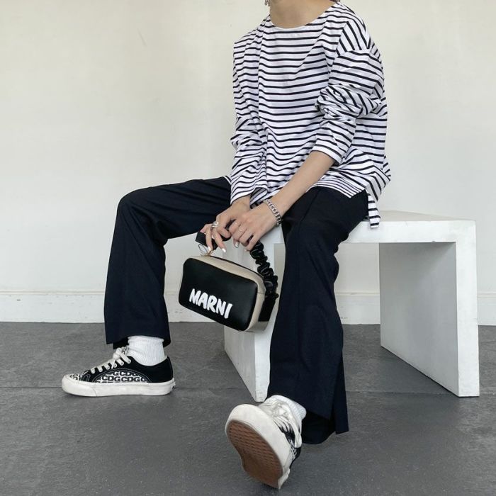 MARNI/スムースカーフスキンポシェットギャザードハンドル ブラック＆ベージュ