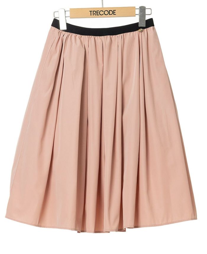 トレコード(TRECODE)黒ゴムフレアスカートピンクカラー