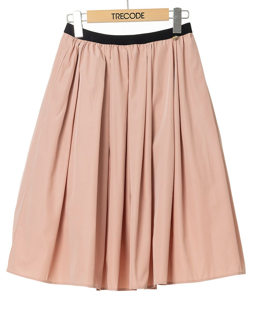 トレコード(TRECODE)黒ゴムフレアスカートピンクカラー