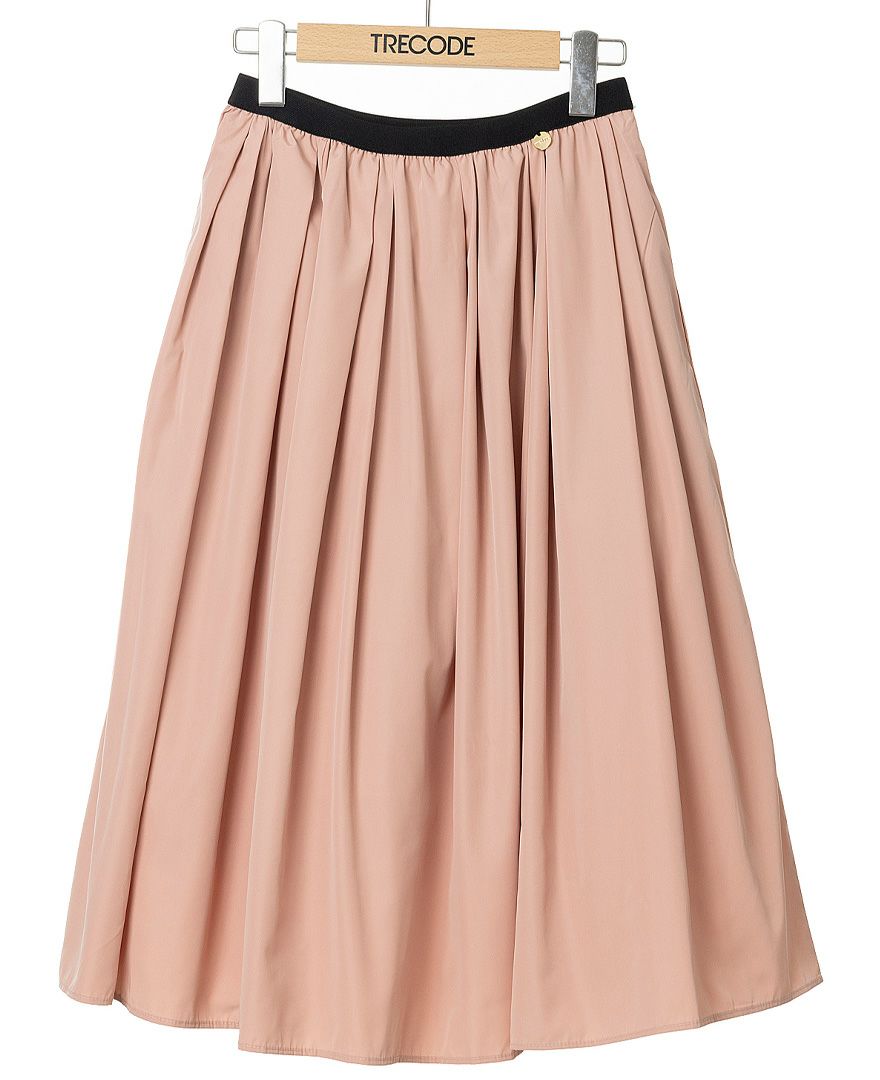 トレコード(TRECODE)黒ゴムフレアスカートピンクカラー