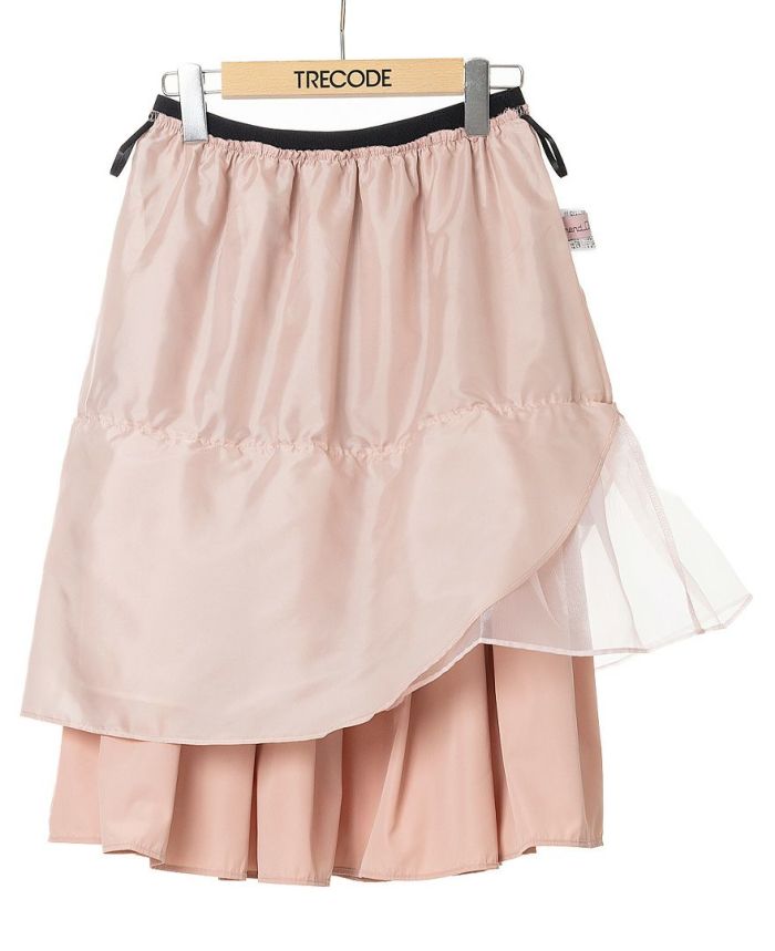 トレコード(TRECODE)黒ゴムフレアスカートピンクカラー