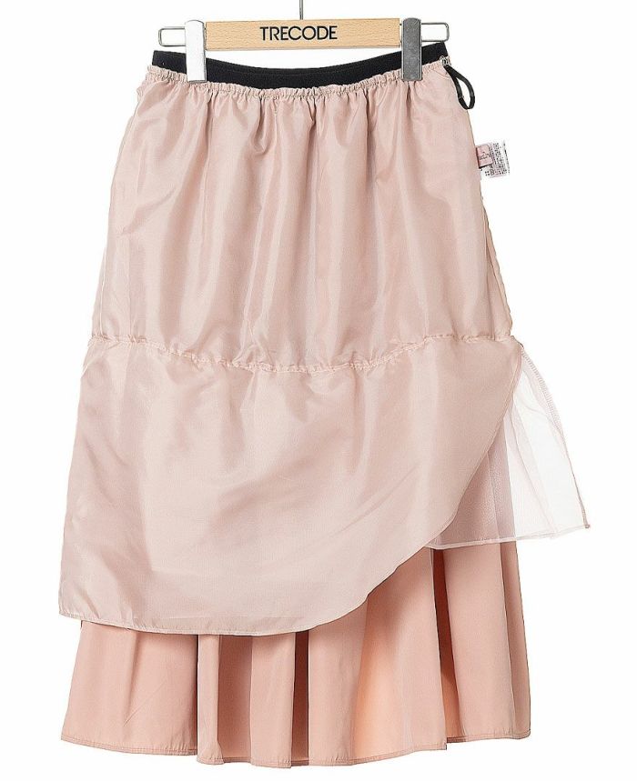トレコード(TRECODE)黒ゴムフレアスカートピンクカラー