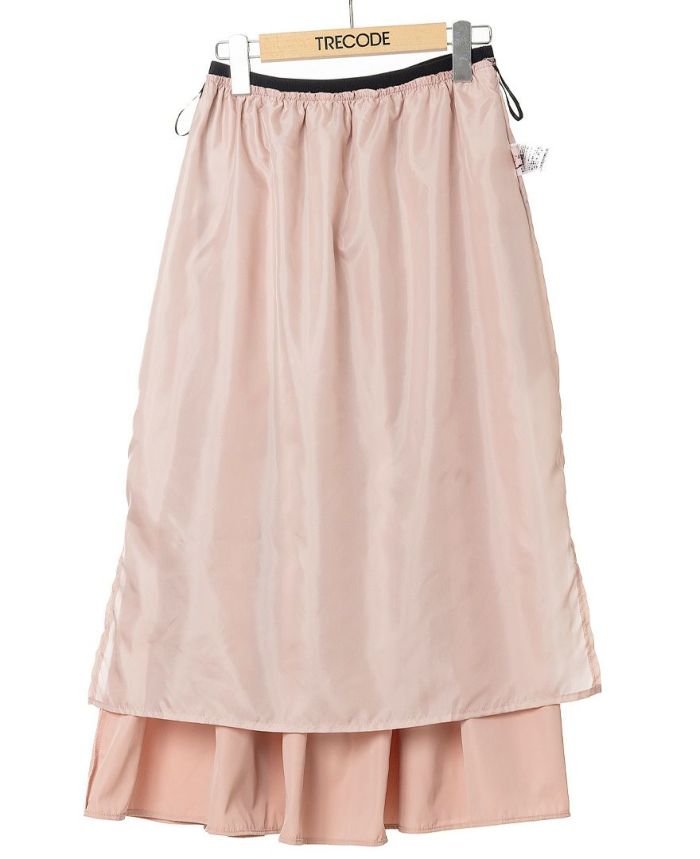 トレコード(TRECODE)黒ゴムフレアスカートピンクカラー