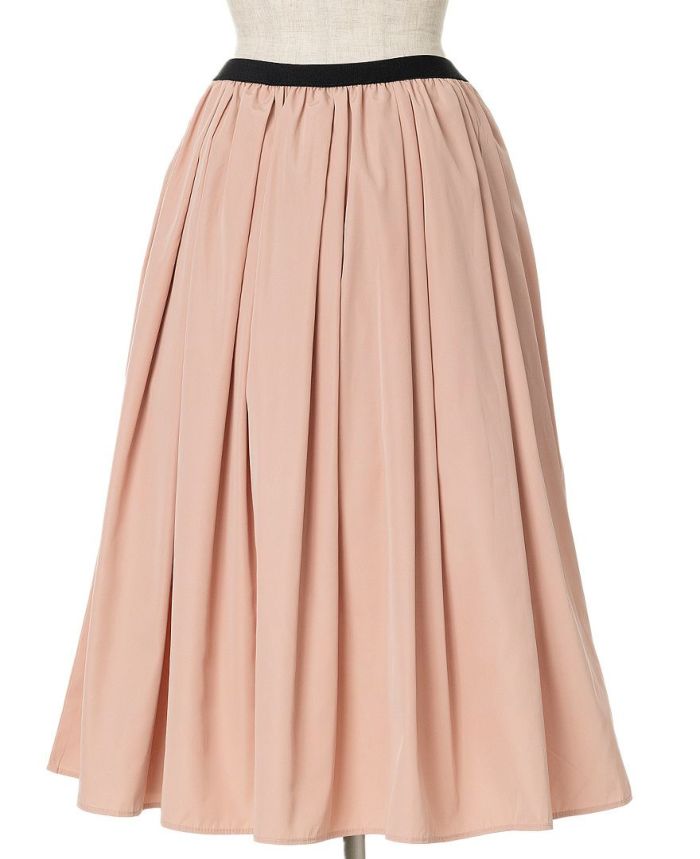 トレコード(TRECODE)黒ゴムフレアスカートピンクカラー