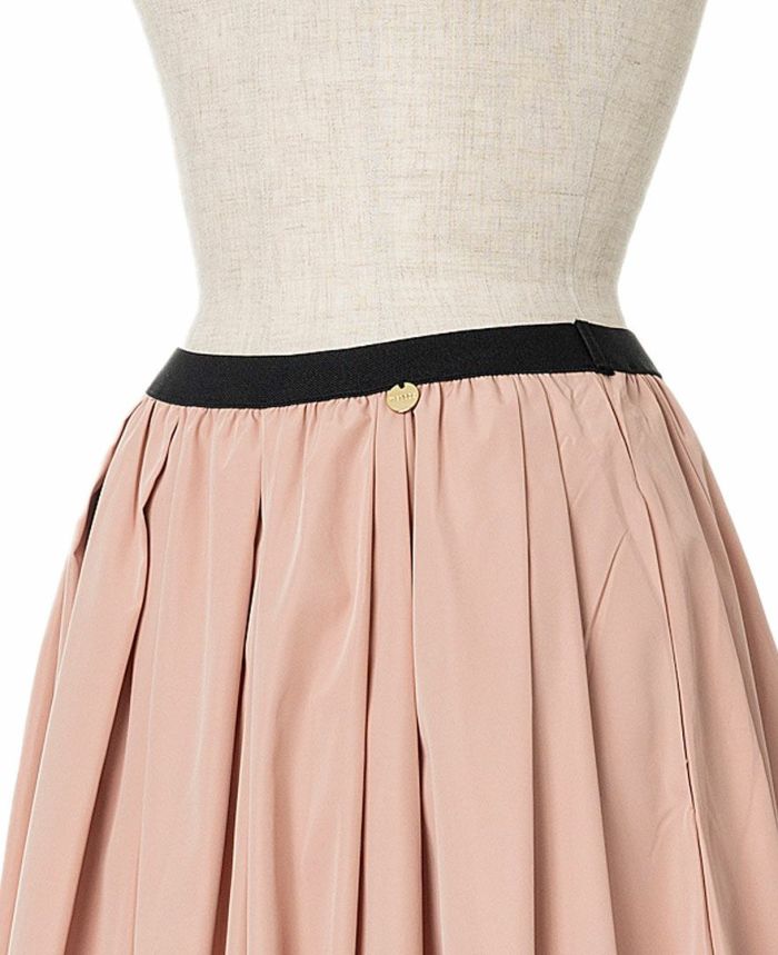 トレコード(TRECODE)黒ゴムフレアスカートピンクカラー