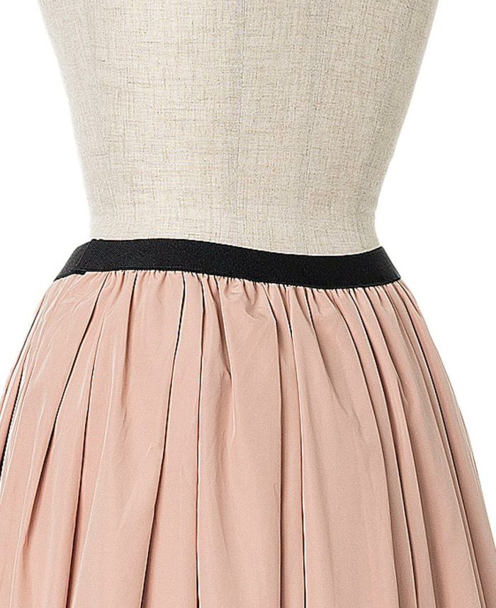 トレコード(TRECODE)黒ゴムフレアスカートピンクカラー