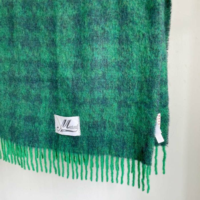 MARNI/グリーンチェックスカーフ