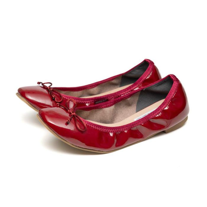 スクエアギャザーバレエ（エナメル）つま先から全体