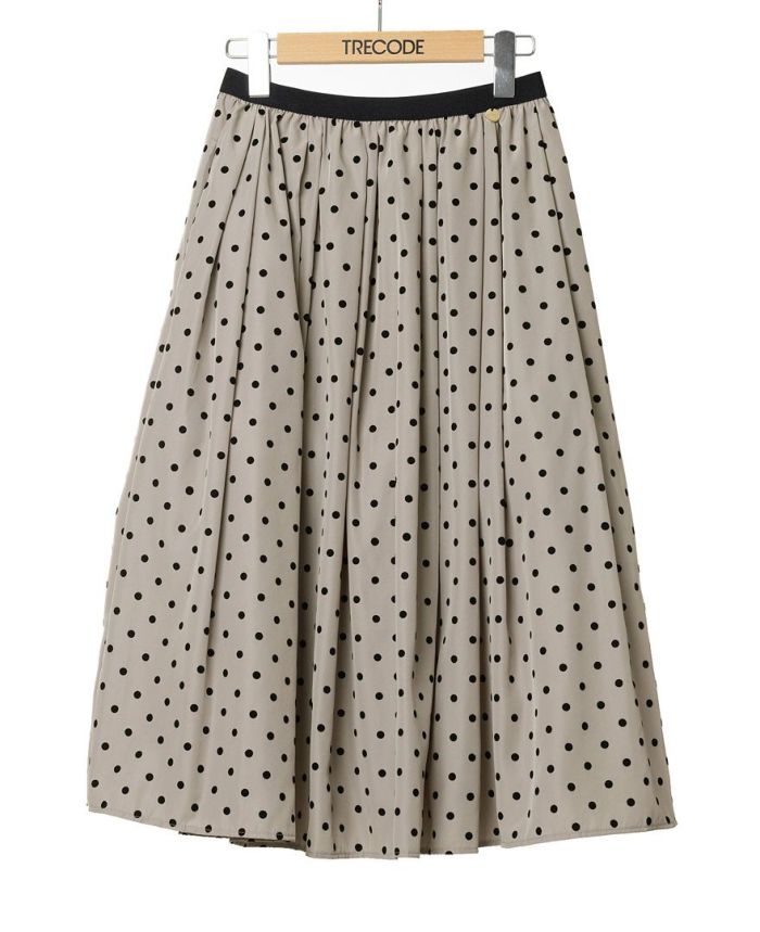 神戸・山の手フロッキードット柄スカート グレージュ商品詳細