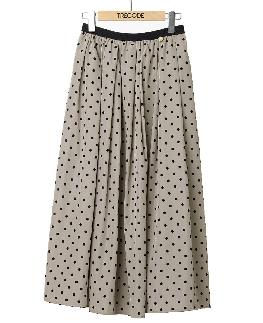 神戸・山の手フロッキードット柄スカート グレージュ商品詳細