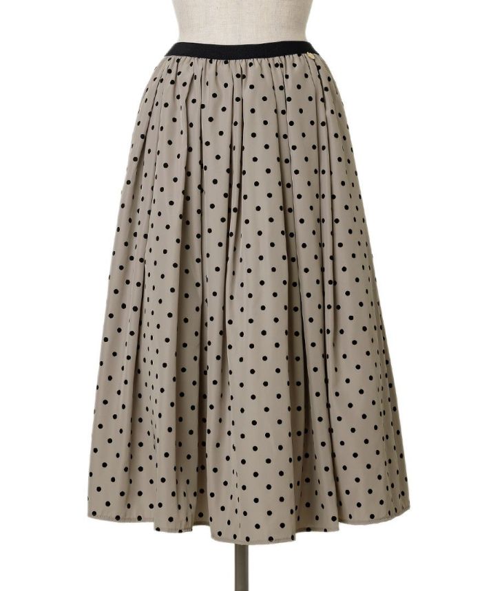 神戸・山の手フロッキードット柄スカート グレージュ商品詳細