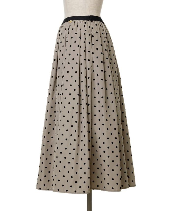 神戸・山の手フロッキードット柄スカート グレージュ商品詳細