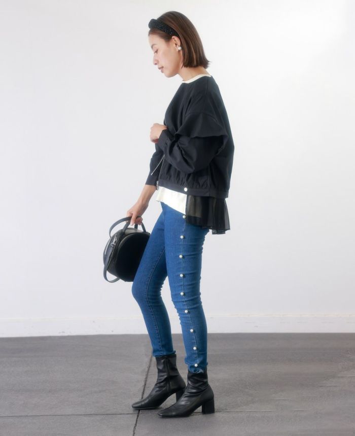 トレコード(TRECODE)フリル袖ブルゾン、ベストにもなる2WAY仕様。