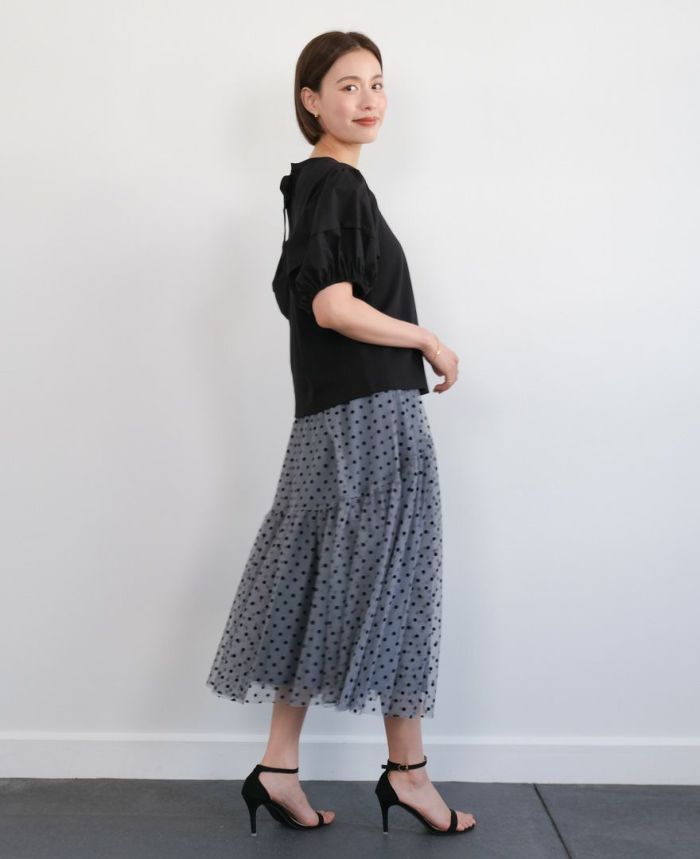 美品　TRECODE リバーシブルドットチュールスカート　ミモレ丈 リバーシブルドットチュールスカート / TRECODE公式通販 「大人