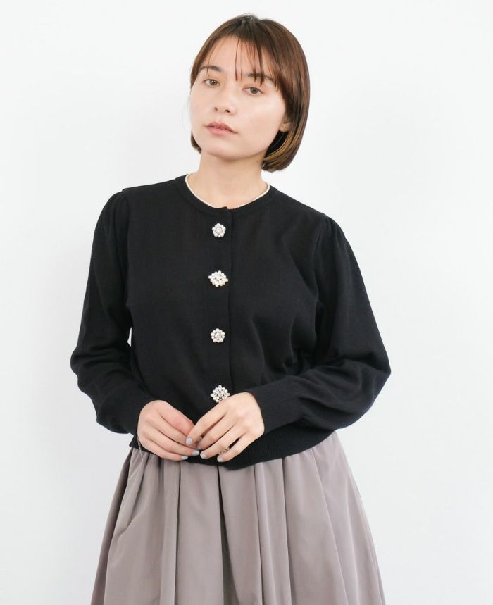 トレコード(TRECODE)華やかなビジューが可愛いビジューカーディガン
