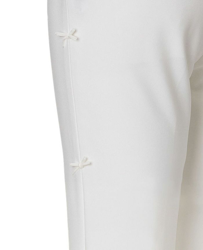 トレコード(TRECODE)サイズが選べて伸縮性抜群の ストレッチサイドリボンパンツ、ベロア生地の5つのリボンがワンポイントに