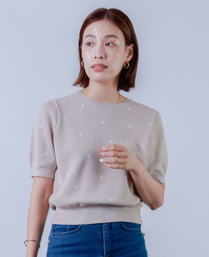 TRECODE(トレコード)一枚で大人可愛いを叶える半袖ドットニット