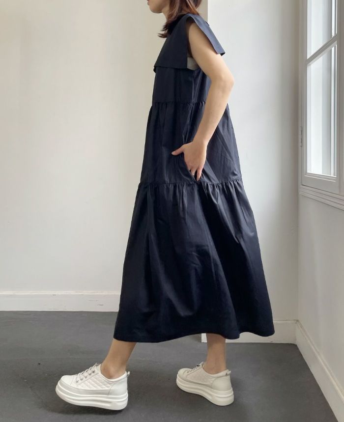 極美品　ココディールセーラーカラージレワンピース　きれいめ　濃紺　M 春夏秋冬 ココディール BIGセーラーカラージレワンピース - メルカリ