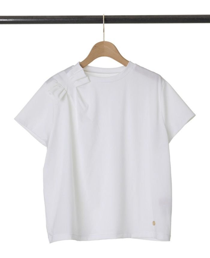 トレコード(TRECODE)肩リボンTシャツ涼し気なホワイトカラー
