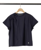 トレコード(TRECODE)肩リボンTシャツ万能ネイビーカラー