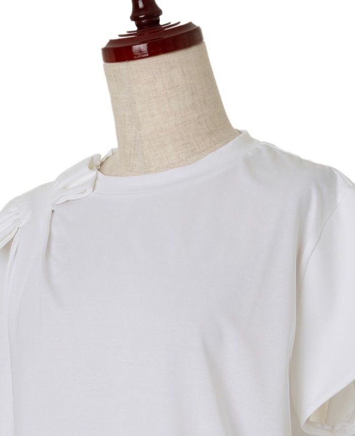 トレコード(TRECODE)肩リボンTシャツ涼し気なホワイトカラー