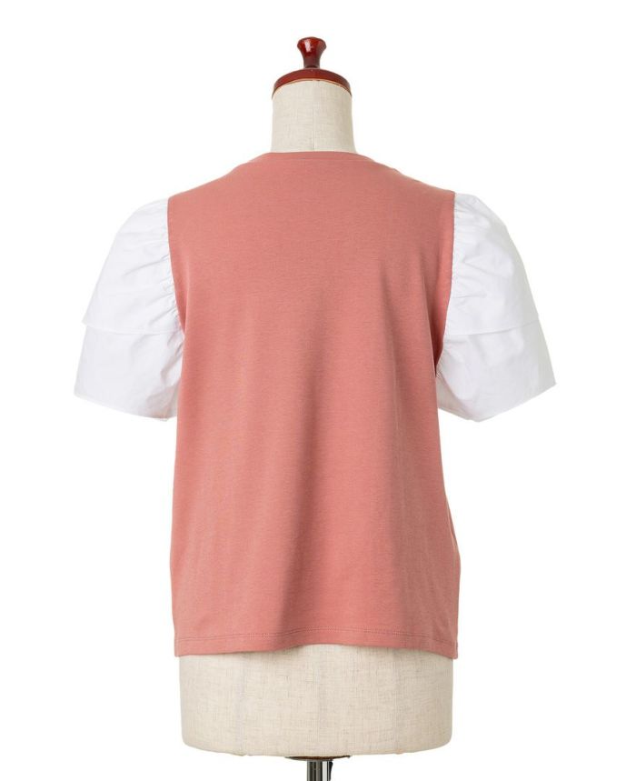 トレコード(TRECODE)重ね袖Tシャツピンクカラー