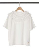 トレンド感のある大人可愛いチュールフリルデザイン　Tシャツ　
