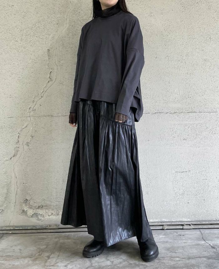 チンツ加工切替デザインスカート(4色)