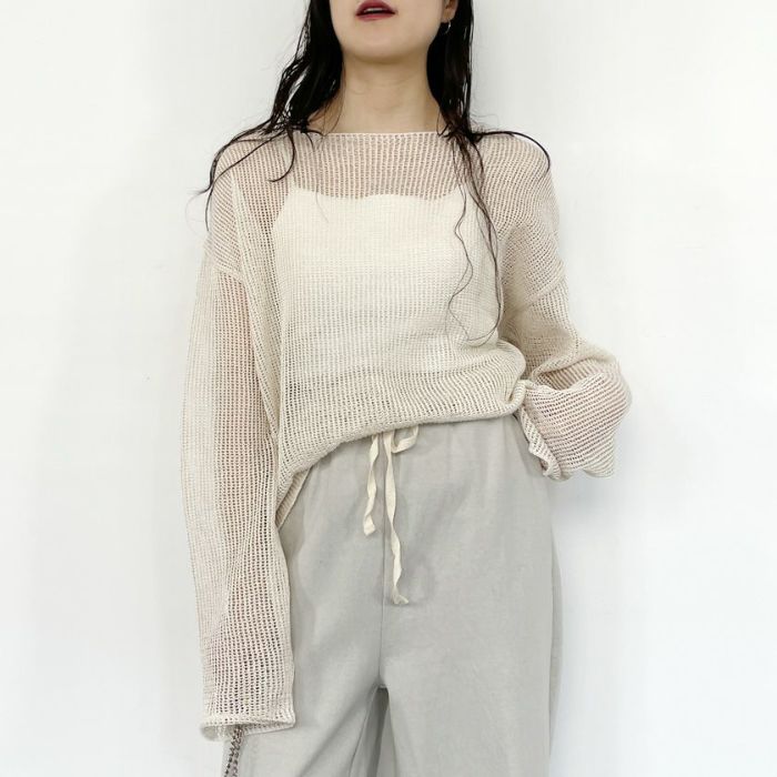 透かし編みコットンニット(3色)