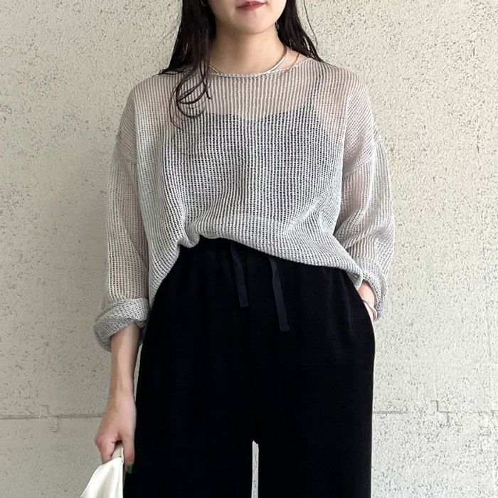 透かし編みコットンニット(3色)