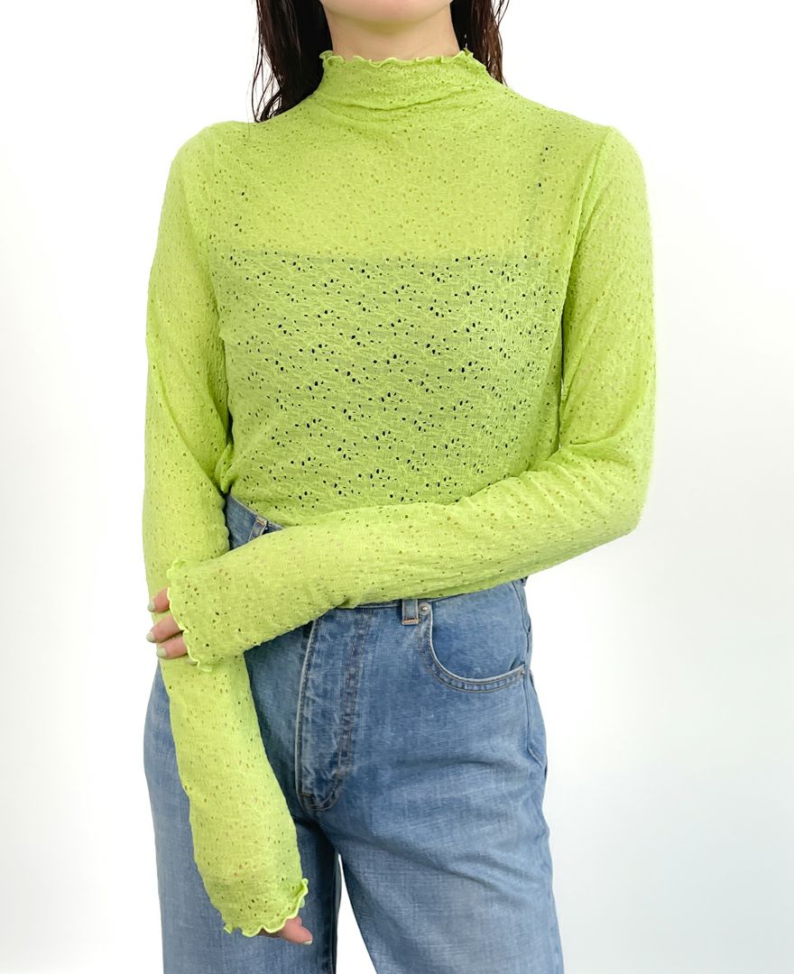 シャーリングレースボトルネックプルオーバー(3色)