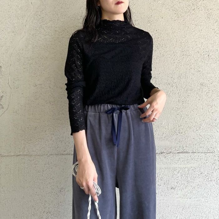 シャーリングレースボトルネックプルオーバー(3色)