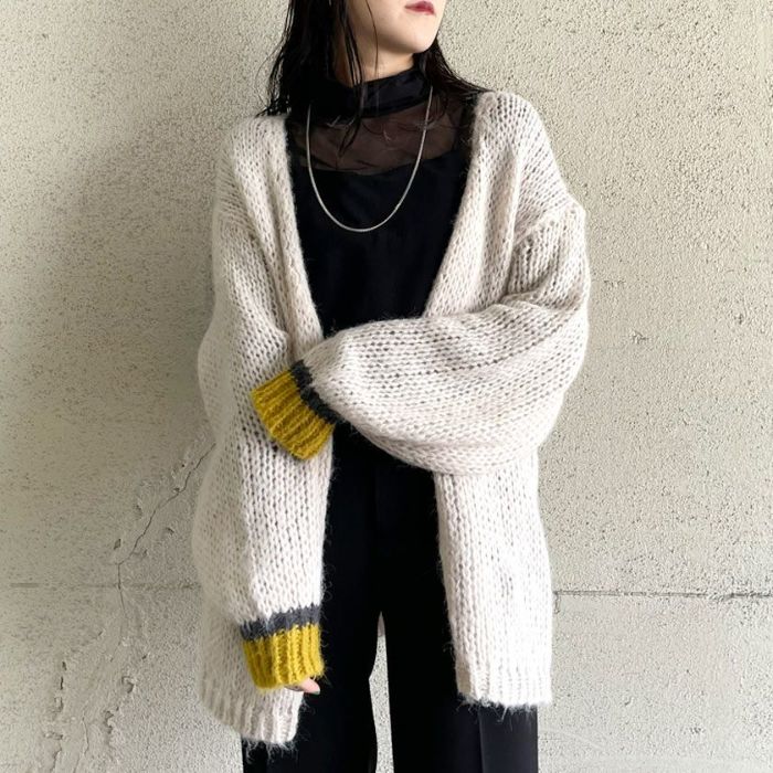 ラインスリーブローゲ―ジカーディガン(3色)