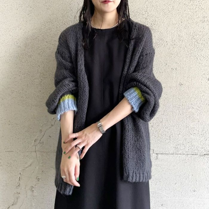 ラインスリーブローゲ―ジカーディガン(3色)