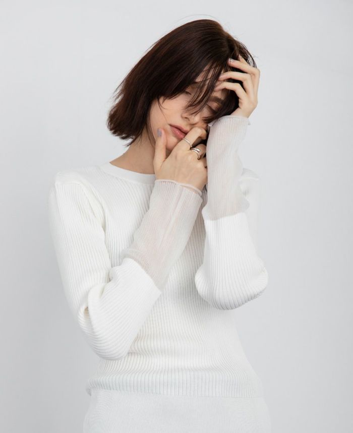 シアーレイヤードスリーブニット(3色)