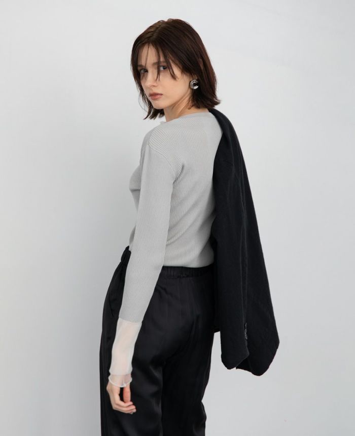 シアーレイヤードスリーブニット(3色)