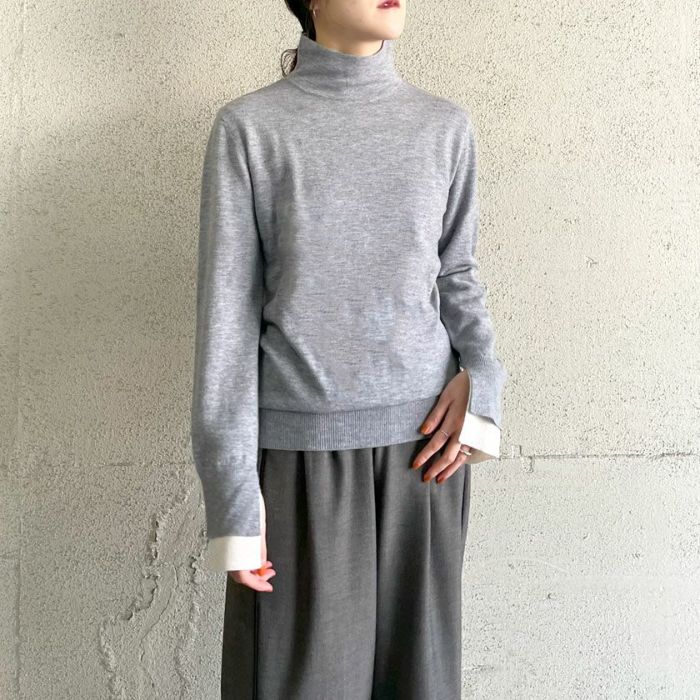 レイヤードスリーブハイネックニット(4色)