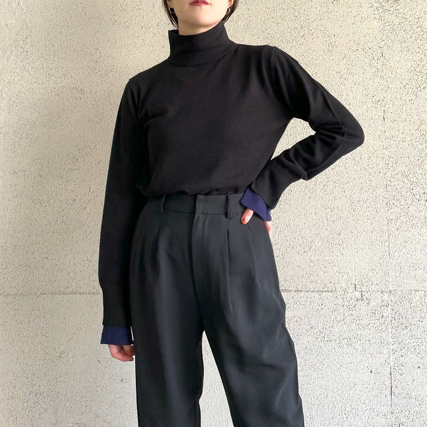 レイヤードスリーブハイネックニット(4色)