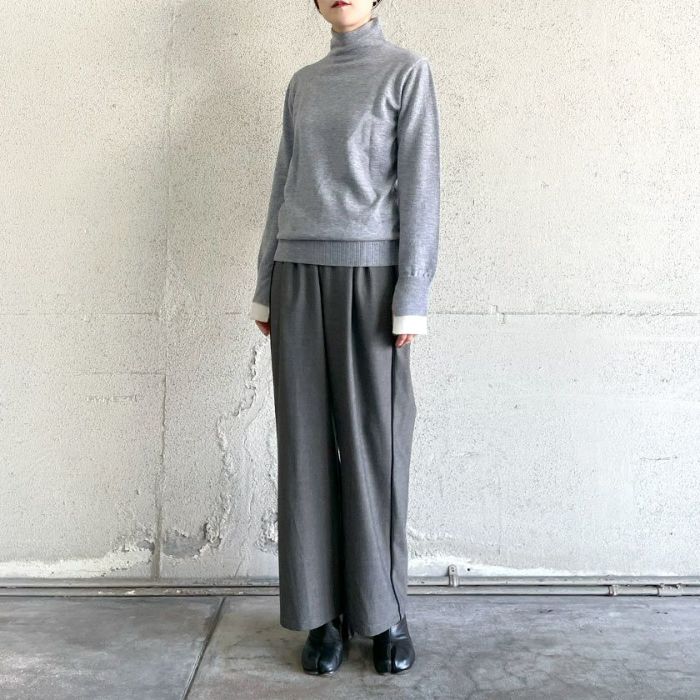 レイヤードスリーブハイネックニット(4色)