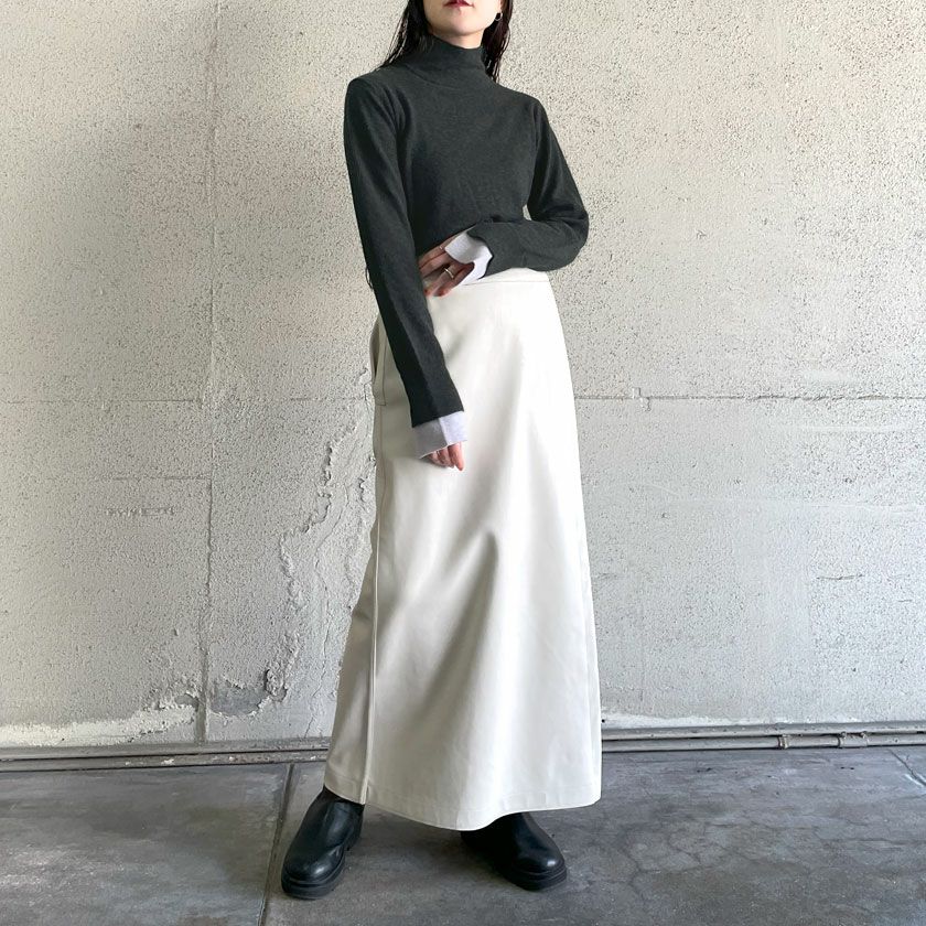 レイヤードスリーブハイネックニット(4色)