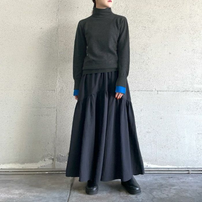 レイヤードスリーブハイネックニット(4色)