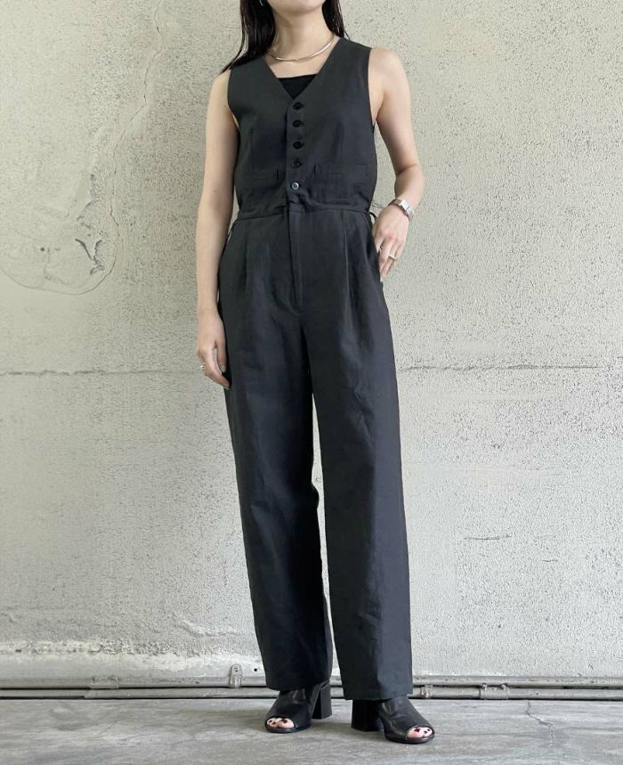 綿麻ジレオールインワン(2色)