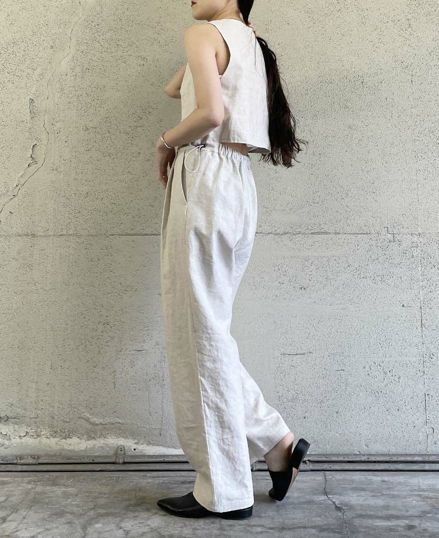 綿麻ジレオールインワン(2色)