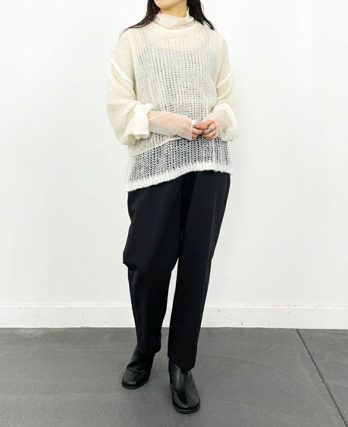 モヘヤ混メッシュレイヤードニット(4色)