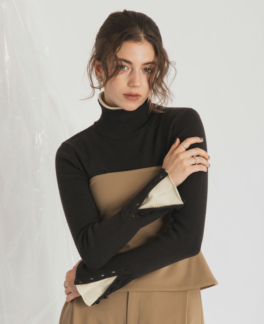 レイヤードデザインハイネックニット(3色)