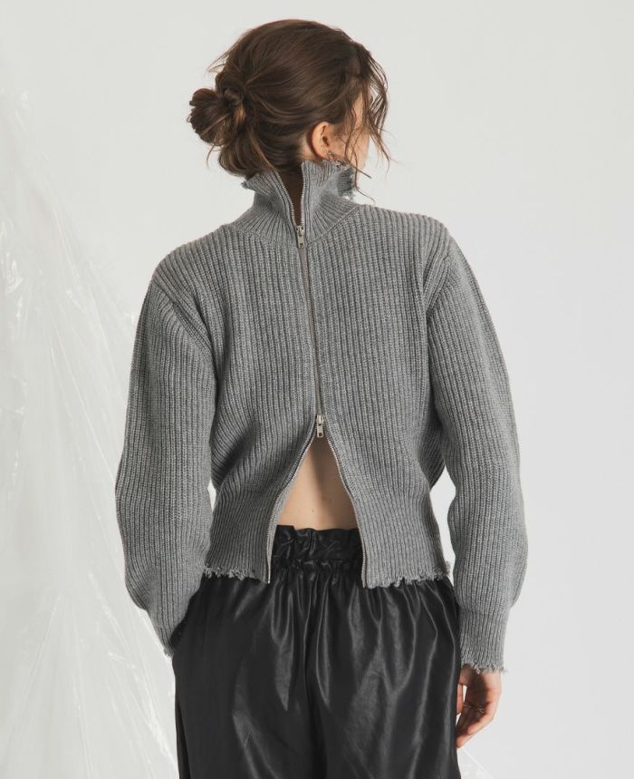 2WAYジップダメージニット(3色)