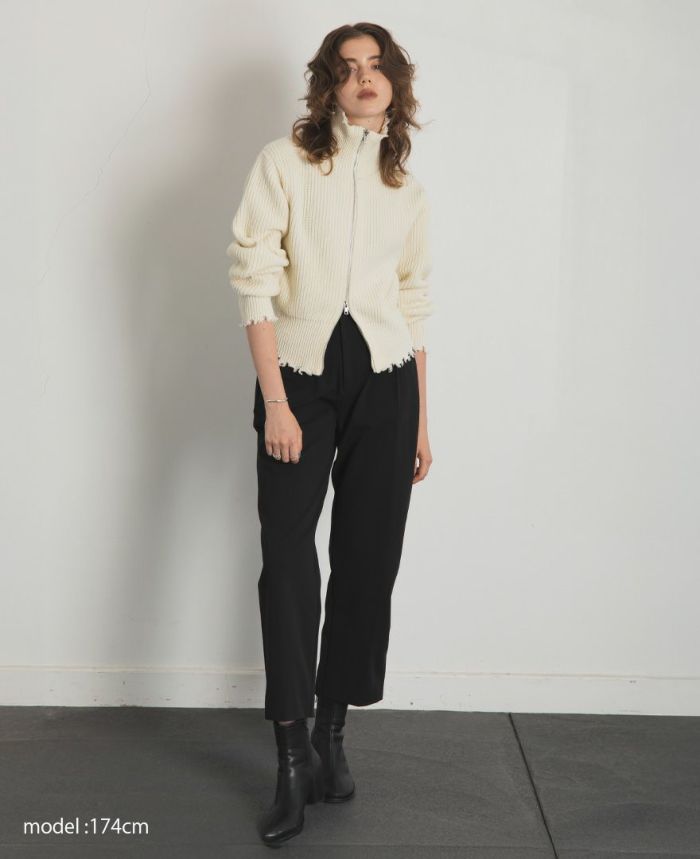 2WAYジップダメージニット(3色)